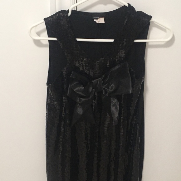 women’s black bow tie sequin mini dress formal dress up costume cute comfy wear - Picture 1 of 4